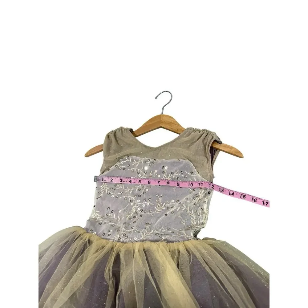 Weissman Dance Costume Pointe Ballet Purple Gold Sparkle‎ Dress Child Medium